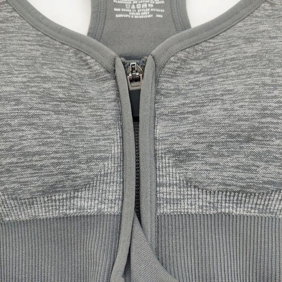 AVIA size S  Seamless ZIP Front Racerback SPORTS BRA  Wire-free LIGHT GRAY  Z21 - Picture 4 of 6